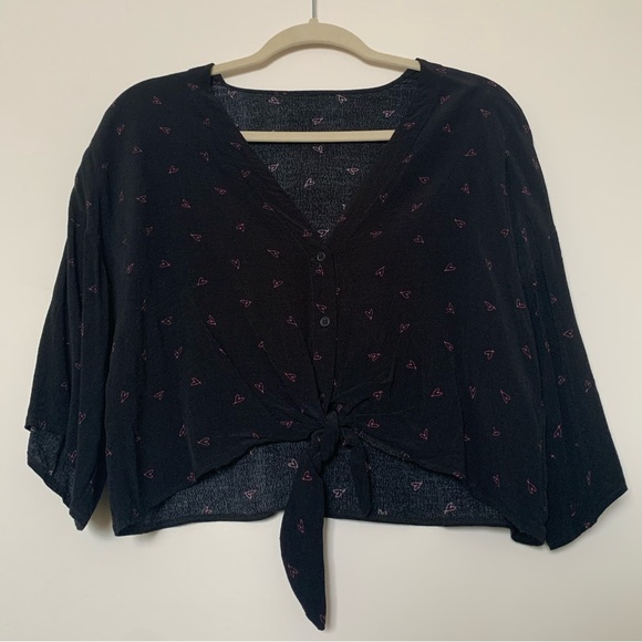 Black blouse with tie in front - Picture 2 of 4